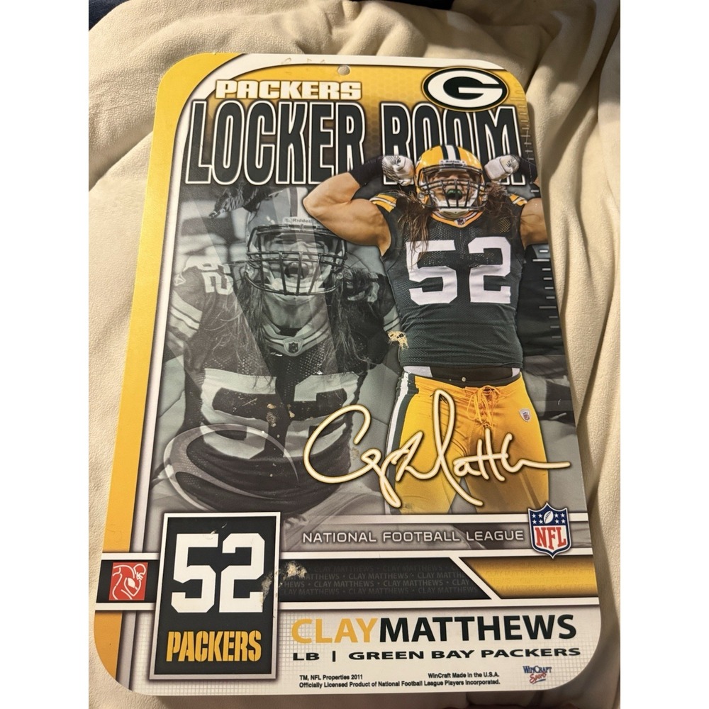 GREEN BAY PACKERS Aaron Rodgers‎ LOCKER ROOM PLASTIC SIGN